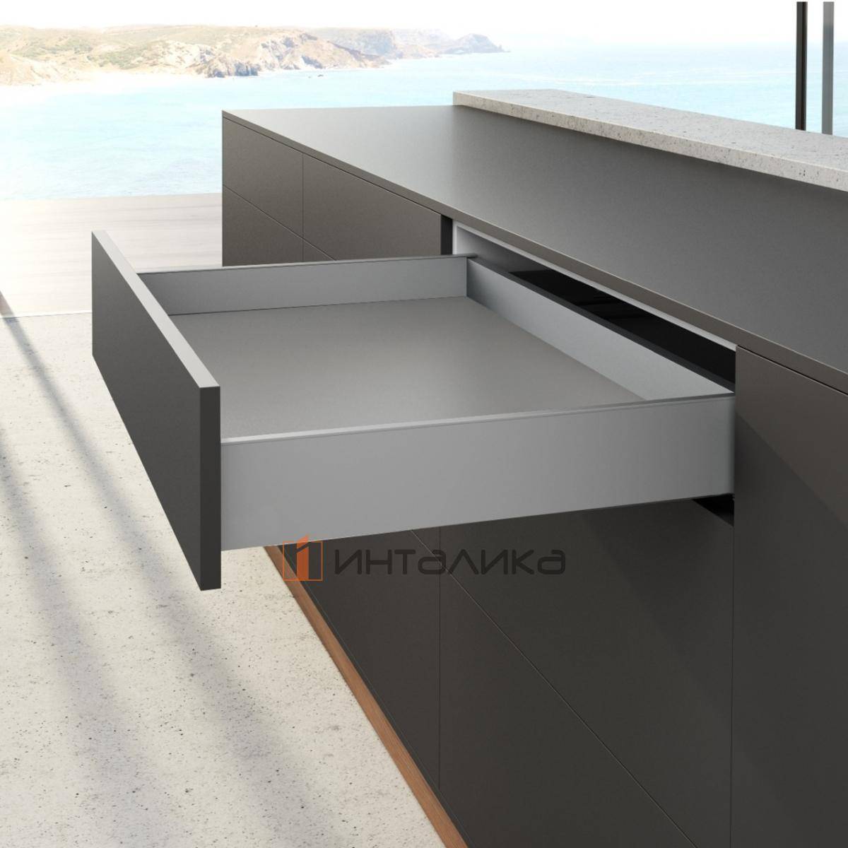 Фасадный ящик HETTICH АванТех Ю Квадро Бесшумное закрывание / AvanTech You Quadro M Silent System, полное выдвижение, H101, NL600, G30, серебристый
