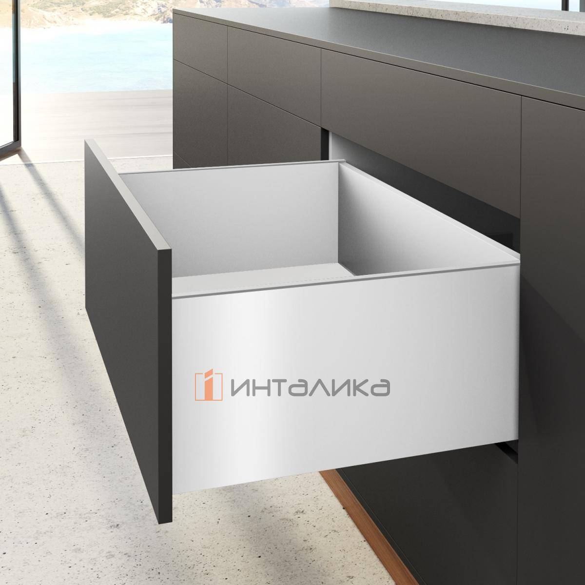 Фасадный ящик HETTICH АванТех Ю Актро Открывание нажатием, бесшумное закрывание / AvanTech You Actro L Push to Open Silent, полное выдвижение, H251, NL600, G40, снаряжённый вес ящика 8-20, белый