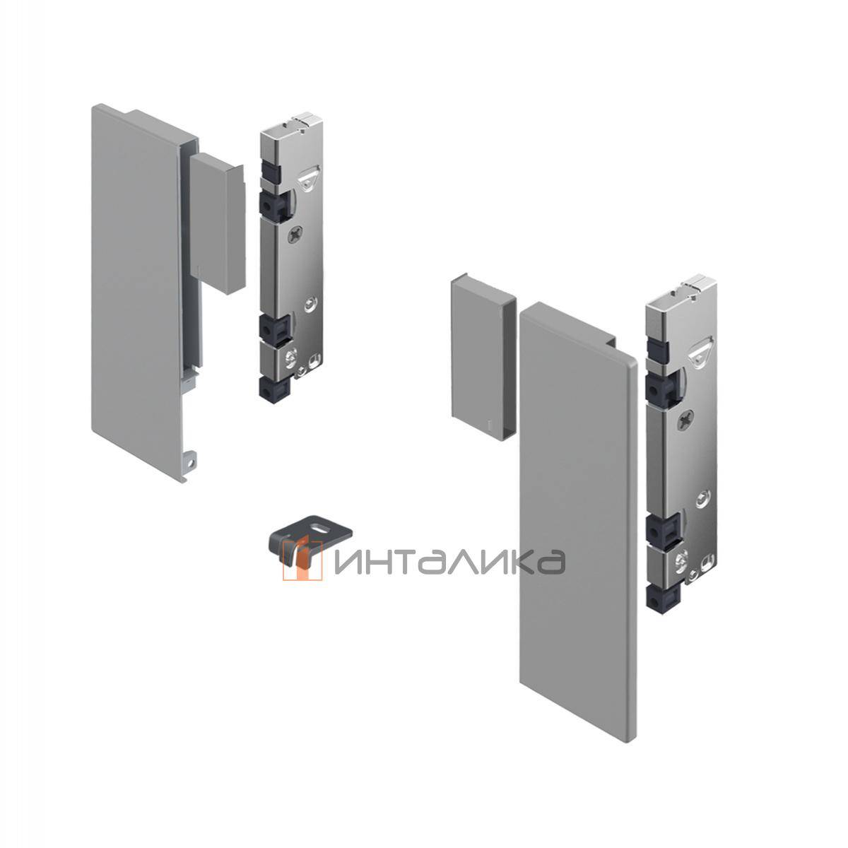 Комплект соединителей передней панели Дизайн / DESIGN внутреннего ящика HETTICH АванТех Ю Инлей / AvanTech You Inlay, H187, серебристый