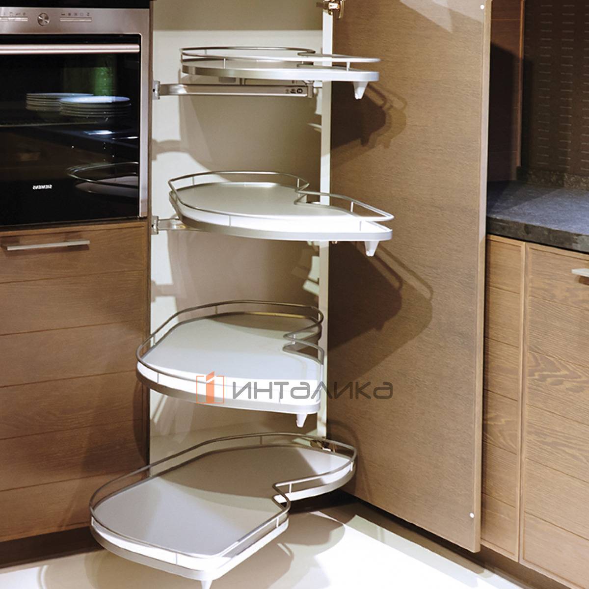 Комплект КЕССЕБЁМЕР / KESSEBOHMER Ле Манс 600, 4 полки Арена Классик, 4 доводчика, антискользящее покрытие, H1265мм, левый, титан