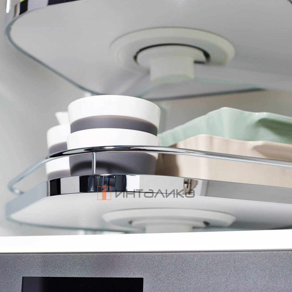 Поворотный механизм КЕССЕБЁМЕР / KESSEBOHMER Торн Моушн II 600, 3 полки Арена Классик, антискользящее покрытие, H625, G60, хром