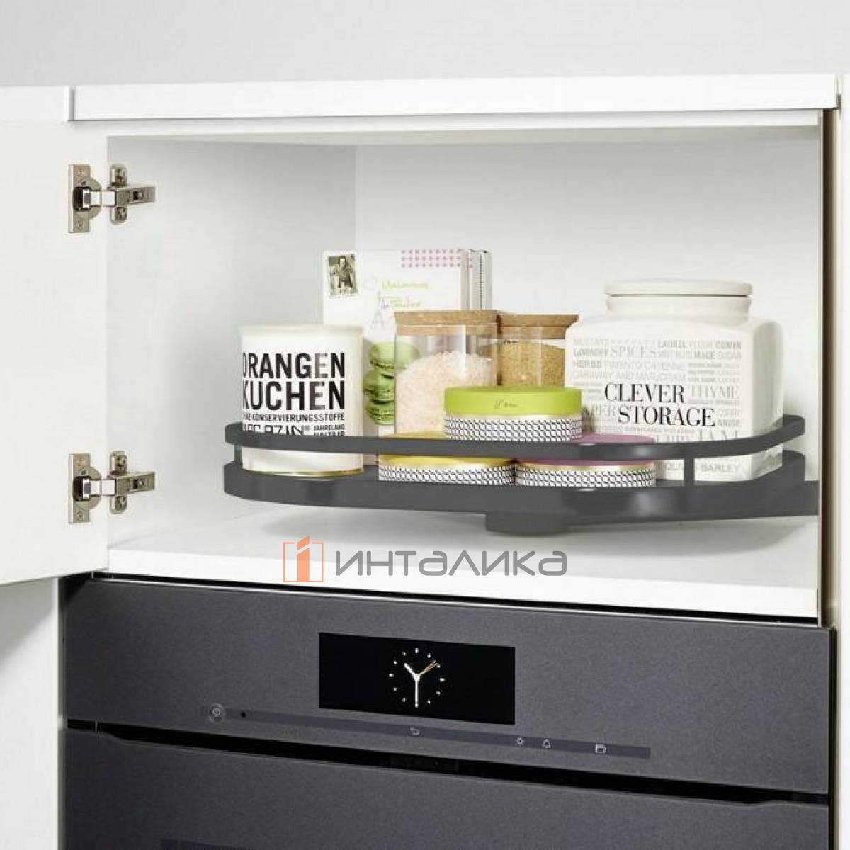 Поворотный механизм КЕССЕБЁМЕР / KESSEBOHMER Торн Моушн II 600, 1 полка Арена Стиль, антискользящее покрытие, H195, G20, антрацит