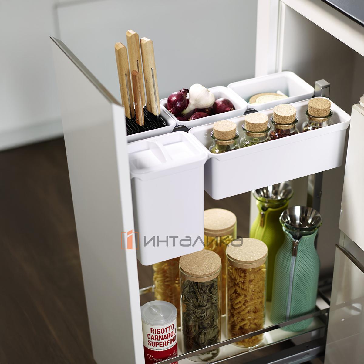 Комплект КЕССЕБЁМЕР / KESSEBOHMER Диспенса Джуниор Юбокс 300, 1 полка Арена Классик, с доводчиком, антискользящее покрытие, набор Юбокс №1, H640-728, G28, титан