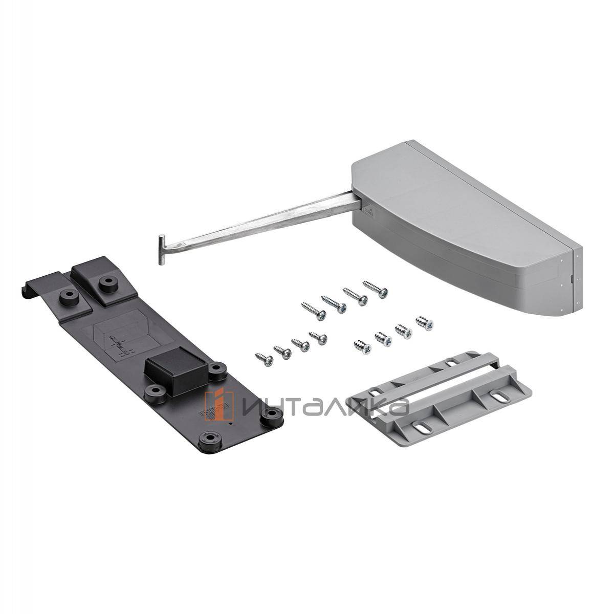 Механизм Открывание нажатием, бесшумное закрывание / Pull to Move Silent для HETTICH ВингЛайн / WingLine L, исполнение тяжелый / Heavy, ширина створки до 600, левый, серый