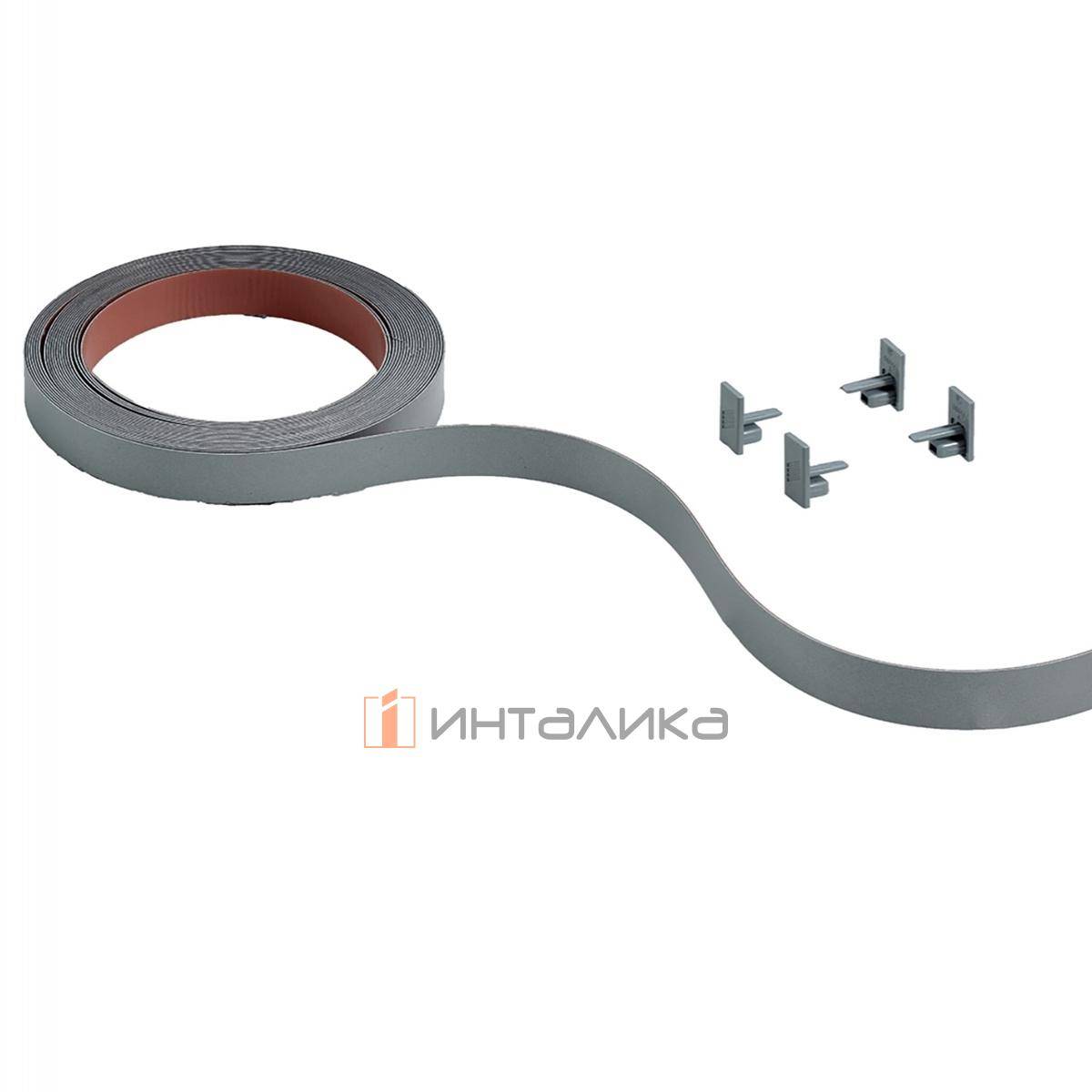 Декоративный гибкий профиль HETTICH, L2500, H16, под приклеивание, серебристый