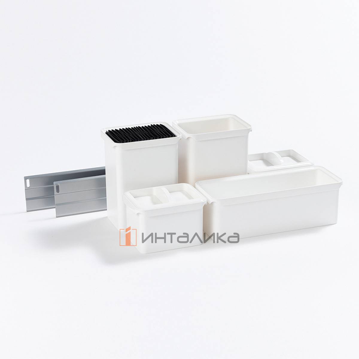 Набор емкостей КЕССЕБЁМЕР / KESSEBOHMER Юбокс, набор №1 для Диспенса / Диспенса Джуниор 300, титан / белый