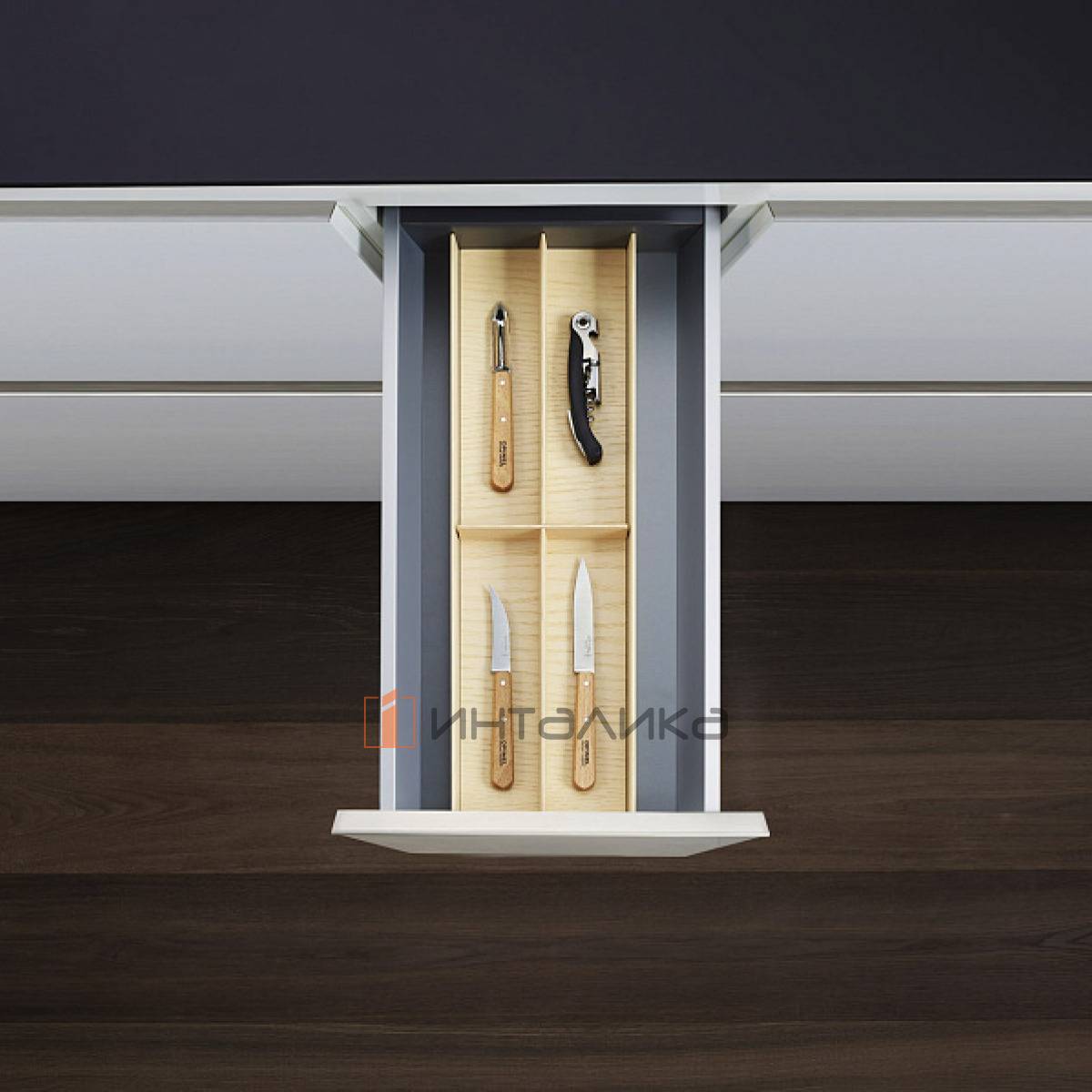 Лоток c разделителем КЕССЕБЁМЕР / KESSEBOHMER ФайнЛайн Линик, 300, ясень светлый