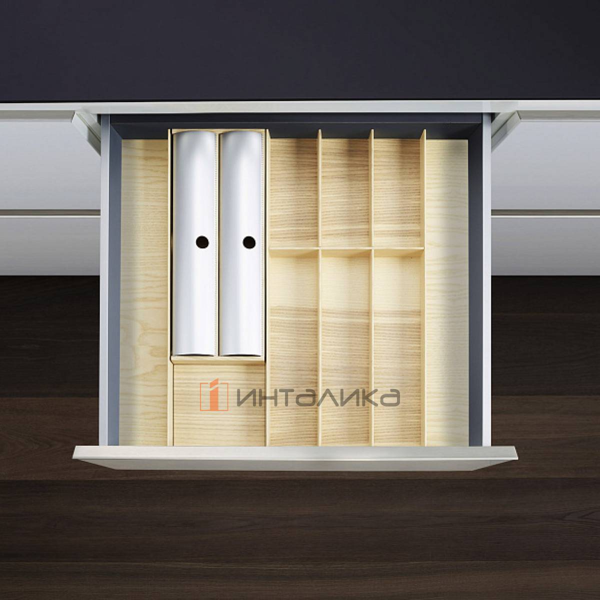 Лоток с держателем для фольги КЕССЕБЁМЕР / KESSEBOHMER ФайнЛайн Линик, 500-600х500, ясень светлый