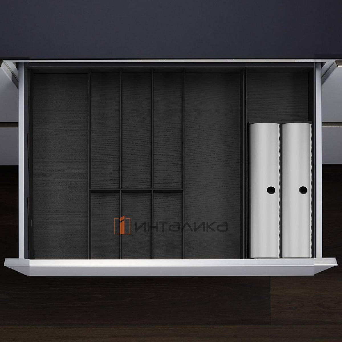 Лоток с держателем для фольги КЕССЕБЁМЕР / KESSEBOHMER ФайнЛайн Линик, 800-900х500, ясень черный