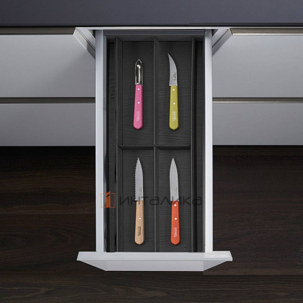 Лоток с разделителем КЕССЕБЁМЕР / KESSEBOHMER ФайнЛайн Линик, 300, ясень черный