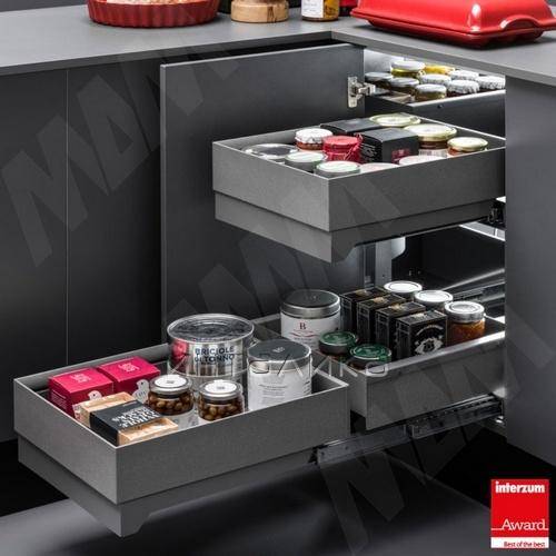 LAMINA Угловой механизм FLYBOX, 2 уровня, 4ре корзины, плавн.закр, универсальный, графит, комплект (FLYB45LGMNP)