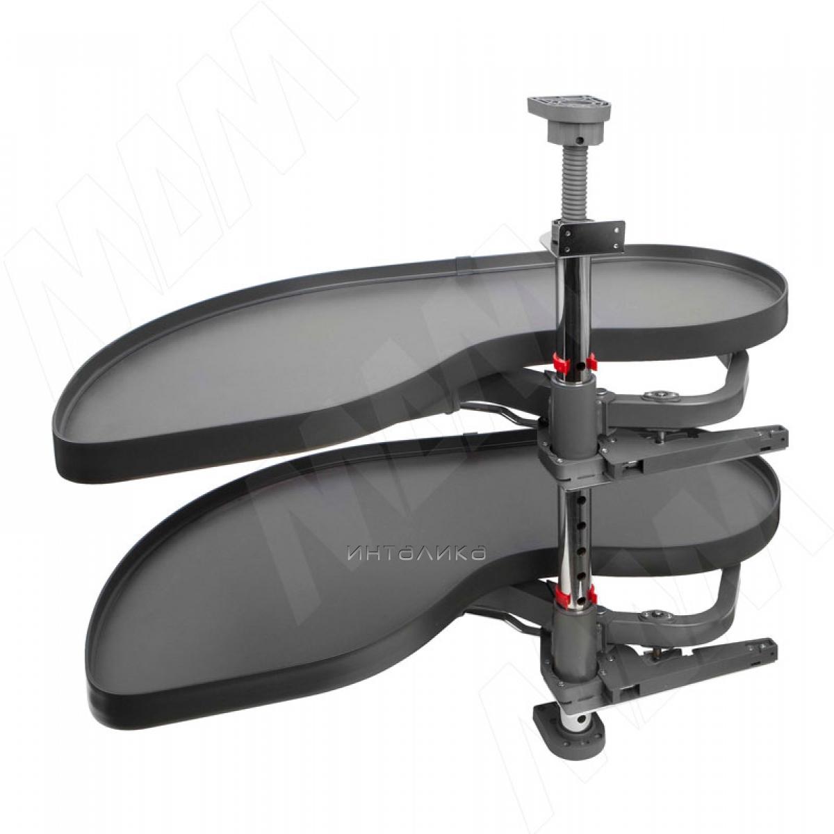 FLY MOON 3.0 LAMINA, механизм угловой пов., 2 полки с противоск. покр, сплошной борт, с доводчиком, графит, левый (FLY3STM2SXVGFSE1)