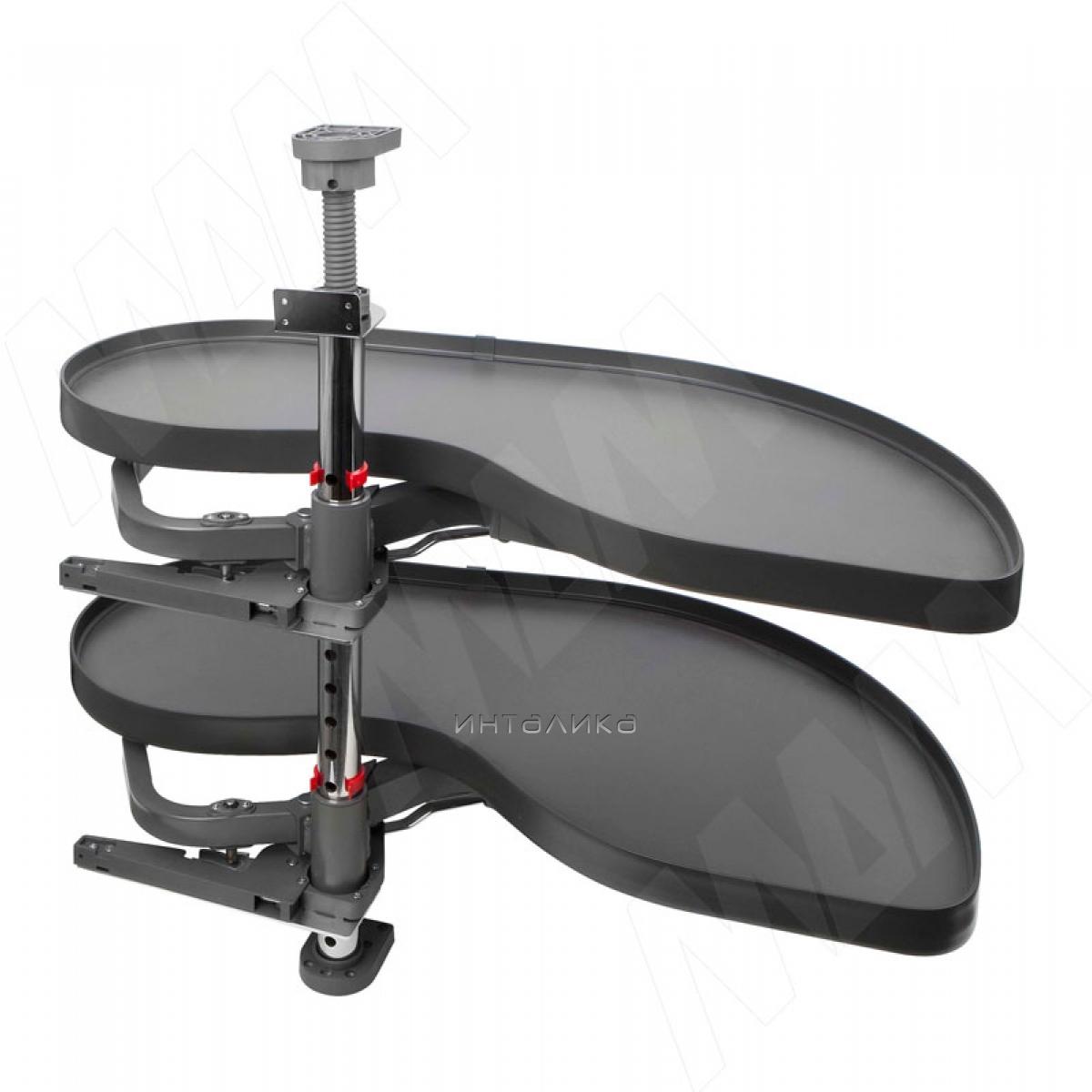 FLY MOON 3.0 LAMINA, механизм угловой пов., 2 полки с противоск. покр, сплошной борт, с доводчиком, графит, правый (FLY3STM2DXVGFSE1)