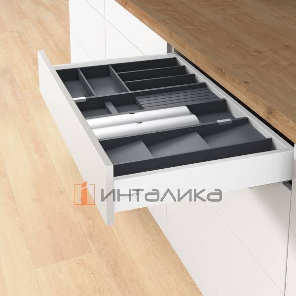 Лоток для столовых приборов HETTICH ОргаТрей /OrgaTray 270, для АванТех Ю / AvanTech You, NL450, 270х43х423, антрацит, лакированный бук