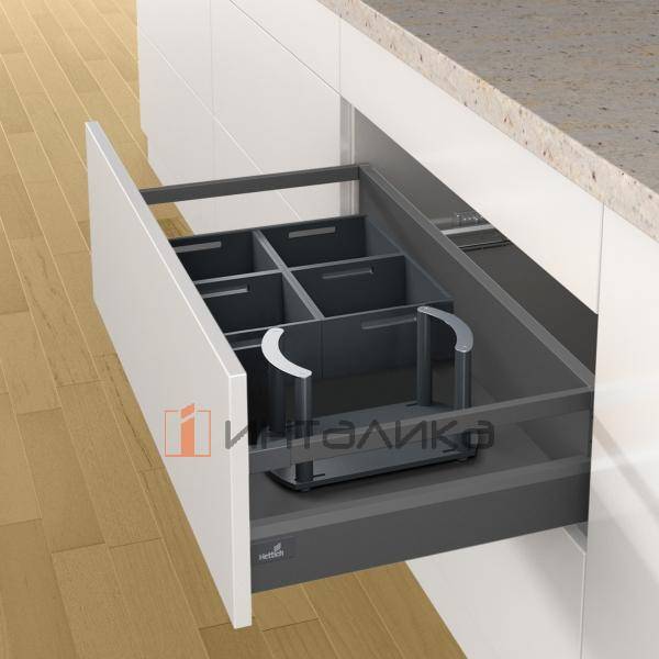Организация HETTICH ОргаСтор / OrgaStore 270 для ящиков ИнноТех Атира / InniTech Atira, АркиТех / ArciTech и АванТех Ю / AvanTech You, NL500-520, 231х237х110, лакированный бук, антрацит