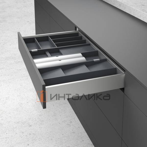 Держатель рулонов HETTICH ОргаТрей /OrgaTray 270, с многофункциональным лотком, для АванТех Ю / AvanTech You, NL500, 150х43х473, антрацит, лакированный бук