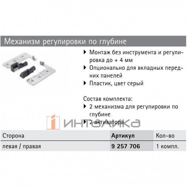Комплект для регулировки глубины HETTICH Актро / Actro 5D