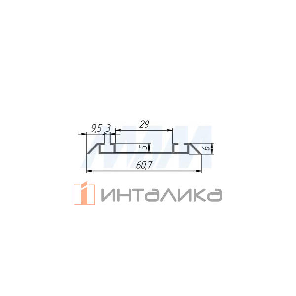 Интегро / Integro Направляющая нижняя черный, L-3000