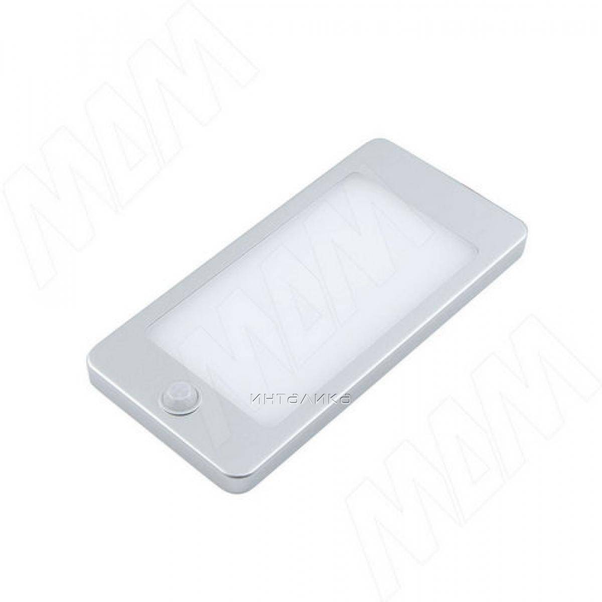 POCKET Светодиодный светильник с датчиком движения, 160x80 мм, серебро, 12V, нейтральный белый 4000К, 3W (PC12-160PIR-MCR-NW3)