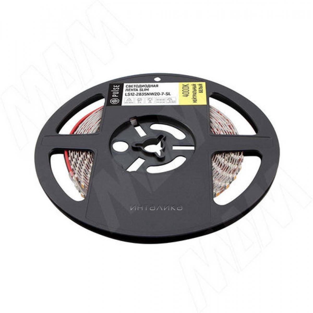 LUX, SLIM лента светодиодная 2835/120, 12V, 5 м, основание 5 мм, CRI 90, нейтральный белый 4000К, IP20, 7W/1м (LS12-2835NW20-7-SL)