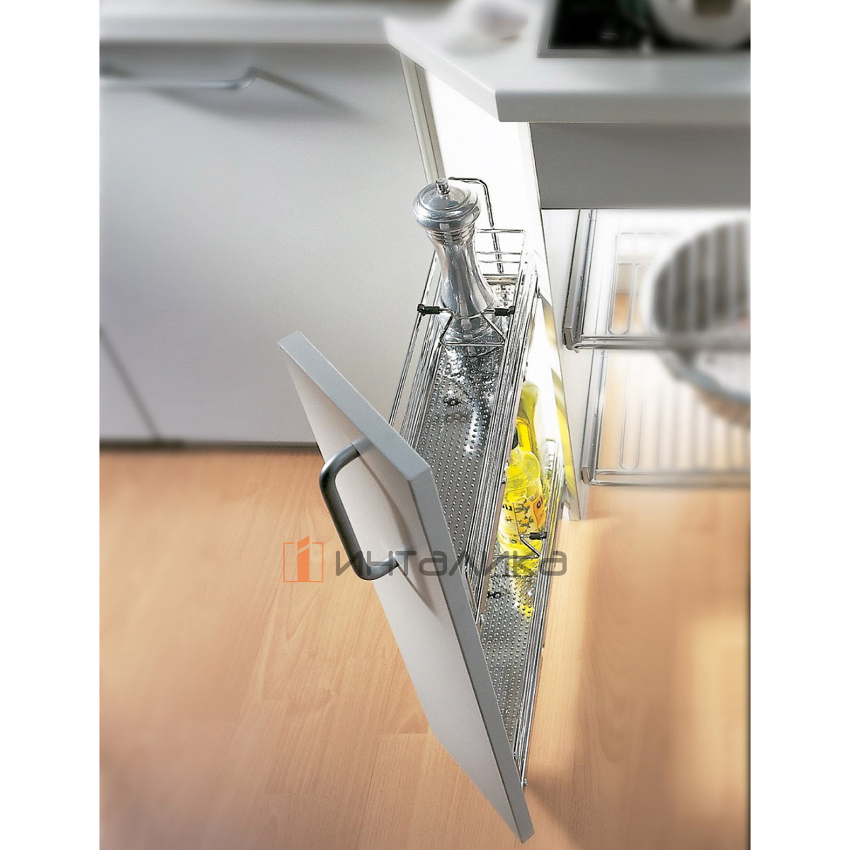 Бутылочница КЕССЕБЁМЕР / KESSEBOHMER №15 скос 45°, 2 полки Арена Классик, с доводчиком на закрывание, 150х500х540, G12, левая, хром