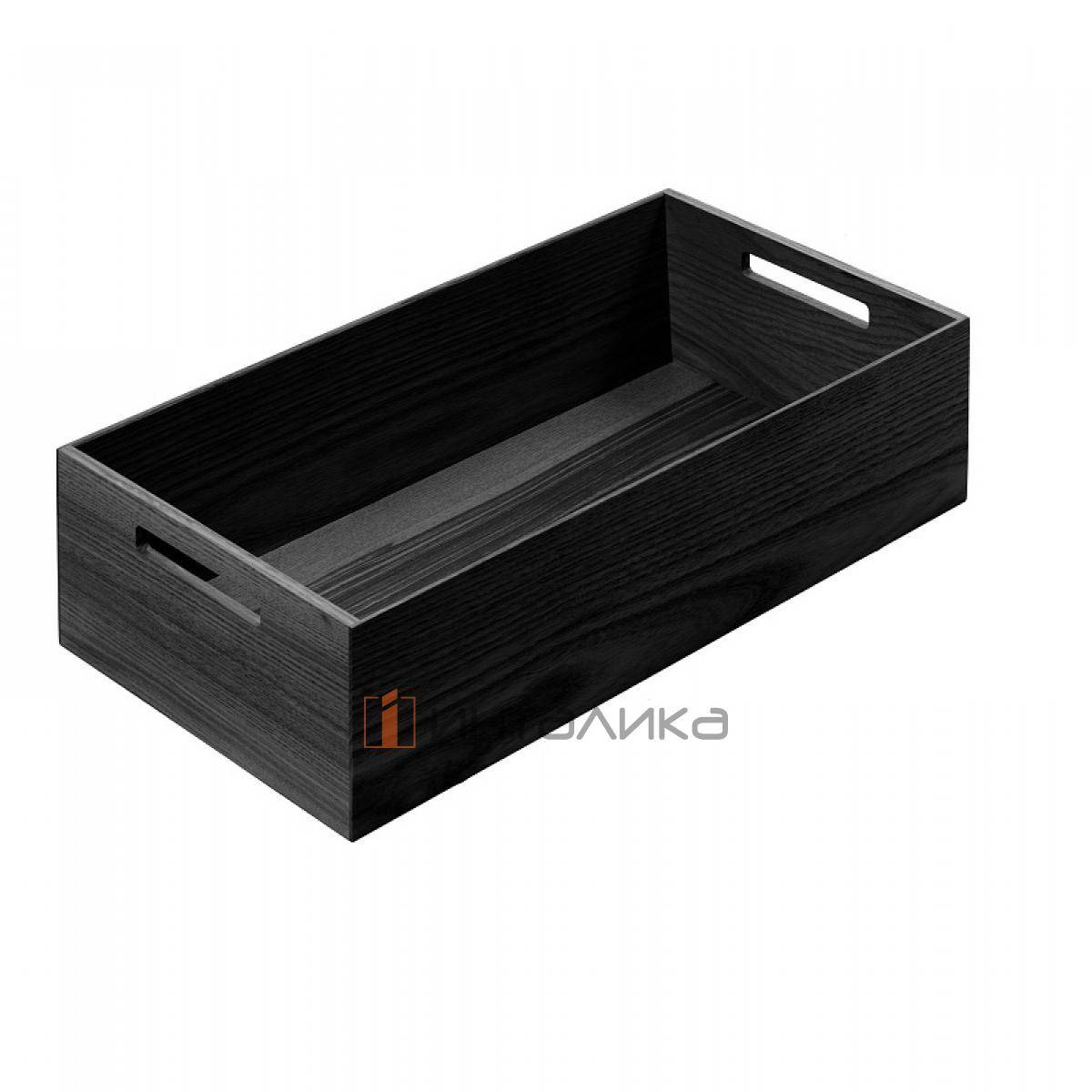 Ящик прямоугольный с ручками КЕССЕБЁМЕР / KESSEBOHMER ФайнЛайн Линик, 236x472x120, ясень черный