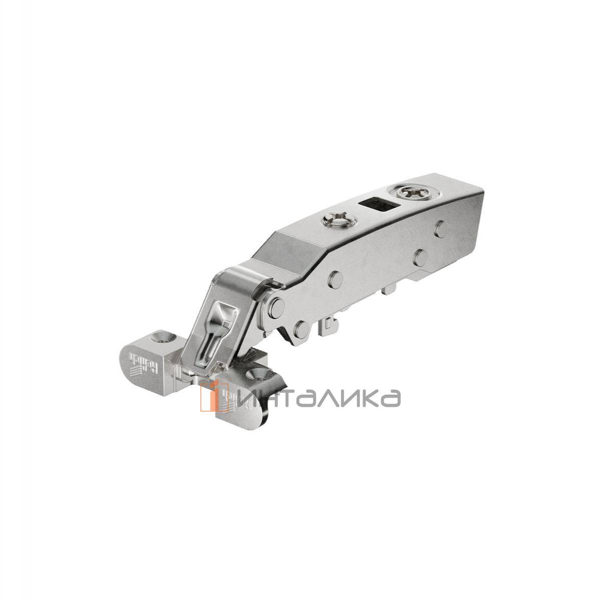 Петля HETTICH Сенсис / Sensys 8668 (B12.5) 95°, для узких алюминиевых рамок, накладная, без пружины, под саморезы, никель