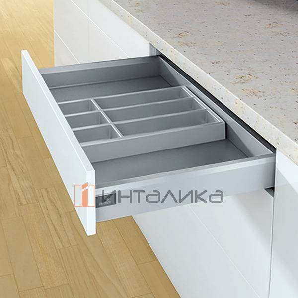 Организация HETTICH ОргаТрей /OrgaTray 470 для ящиков АванТех Ю / AvanTech You и АркиТех / ArchiTech, NL550, B326, T524, H50, пластик, серебристый