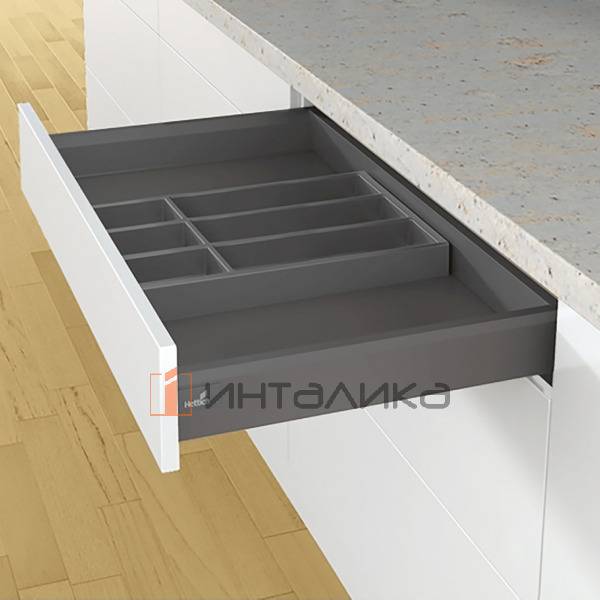 Организация HETTICH ОргаТрей /OrgaTray 470 для ящиков АванТех Ю / AvanTech You и АркиТех / ArchiTech, NL550, B326, T524, H50, пластик, антрацит