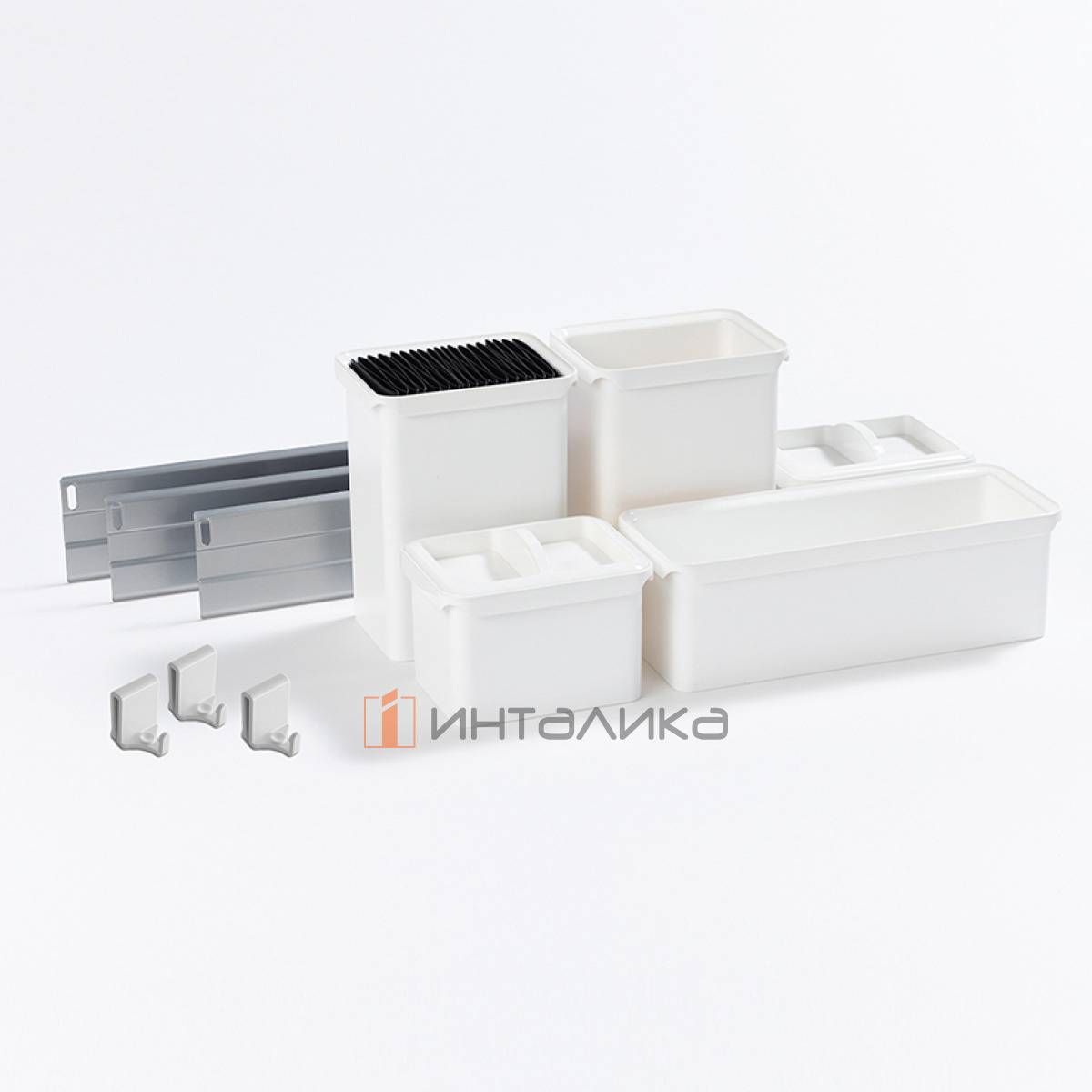 Набор емкостей КЕССЕБЁМЕР / KESSEBOHMER Юбокс, набор №5 для Диспенса / Диспенса Джуниор 300, титан / белый