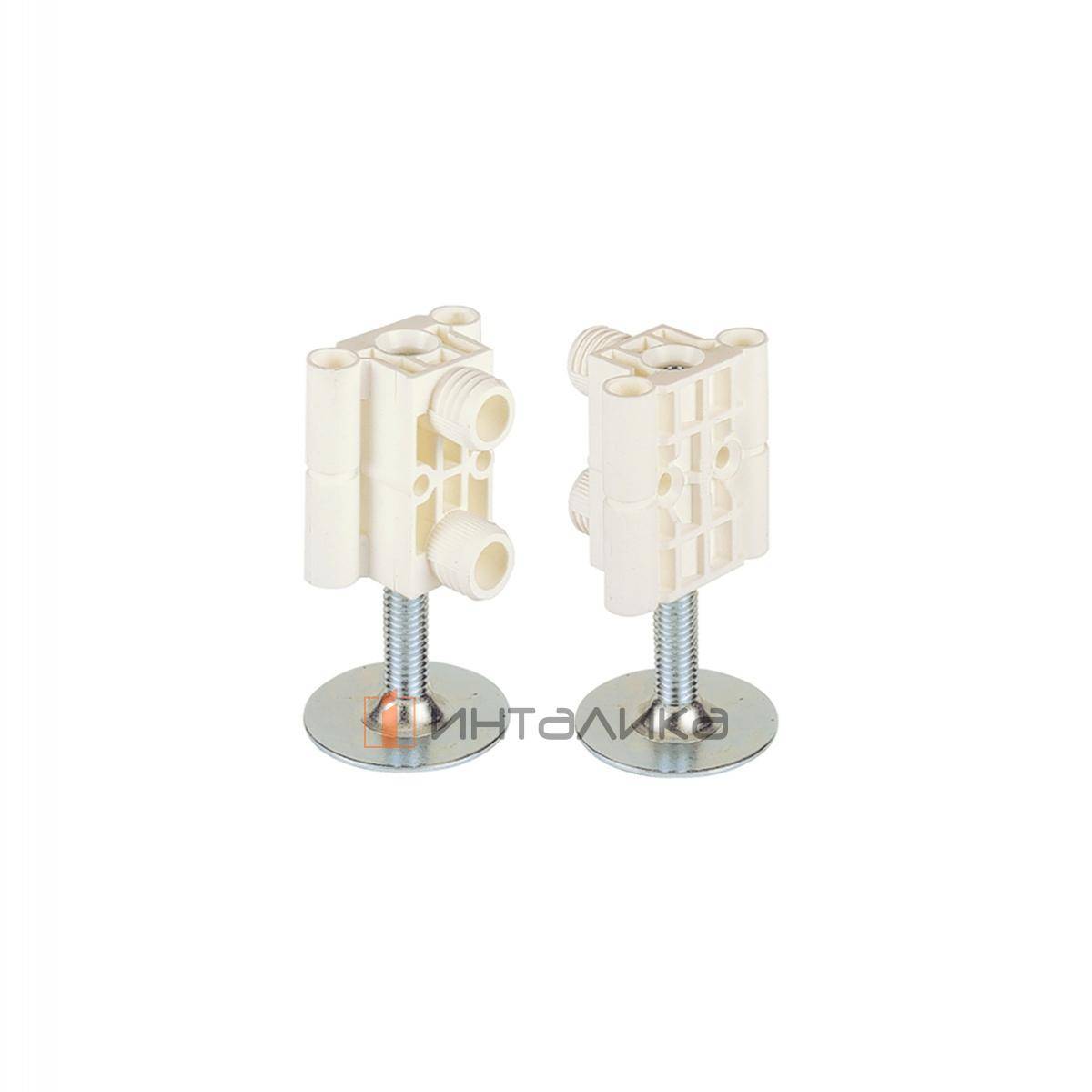 Регулируемая опора для шкафов HETTICH, крепление на боковину, H60-80, G300, сталь | пластик, белый