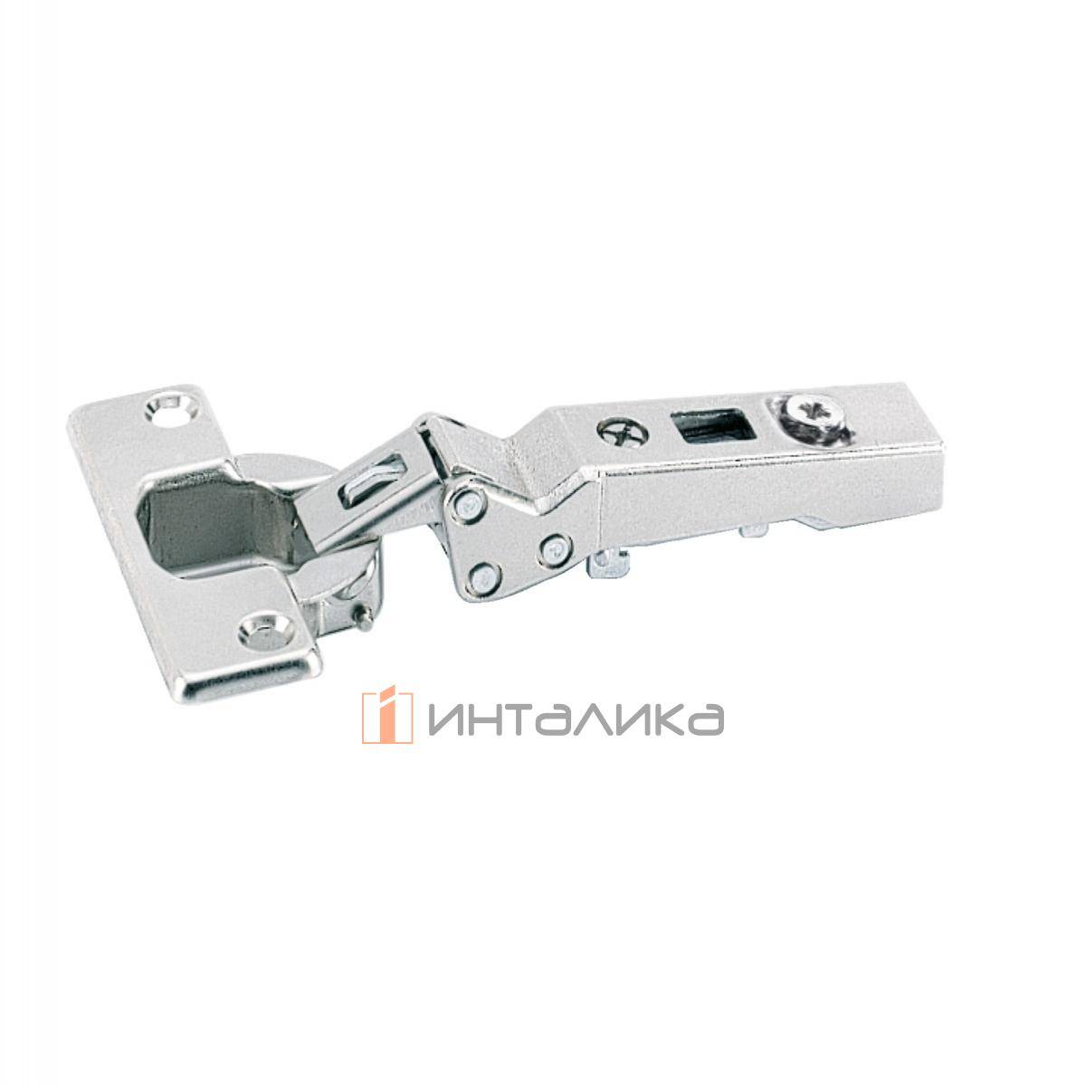 Петля HETTICH Интермат / Intermat 9944 W-30 (B12) 125°, угловая, для дверей 15-28 мм, накладная, Ø35, под пресс, никель l 77937 l