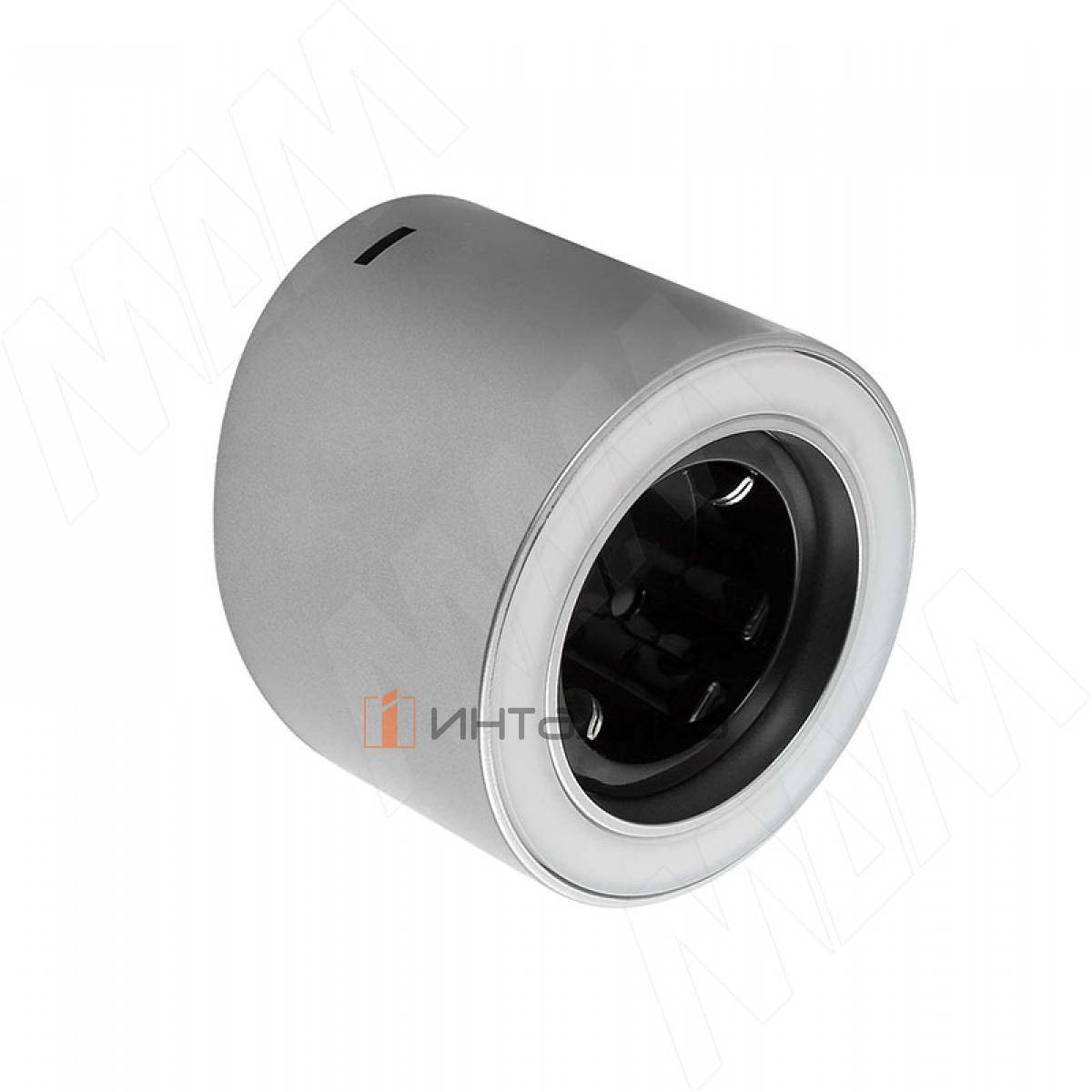 TONDY Светильник круглый, 1 розетка, стальной, 24V, нейтральный белый 3900К, 4,5W (TD24-RSOC-STNW5)