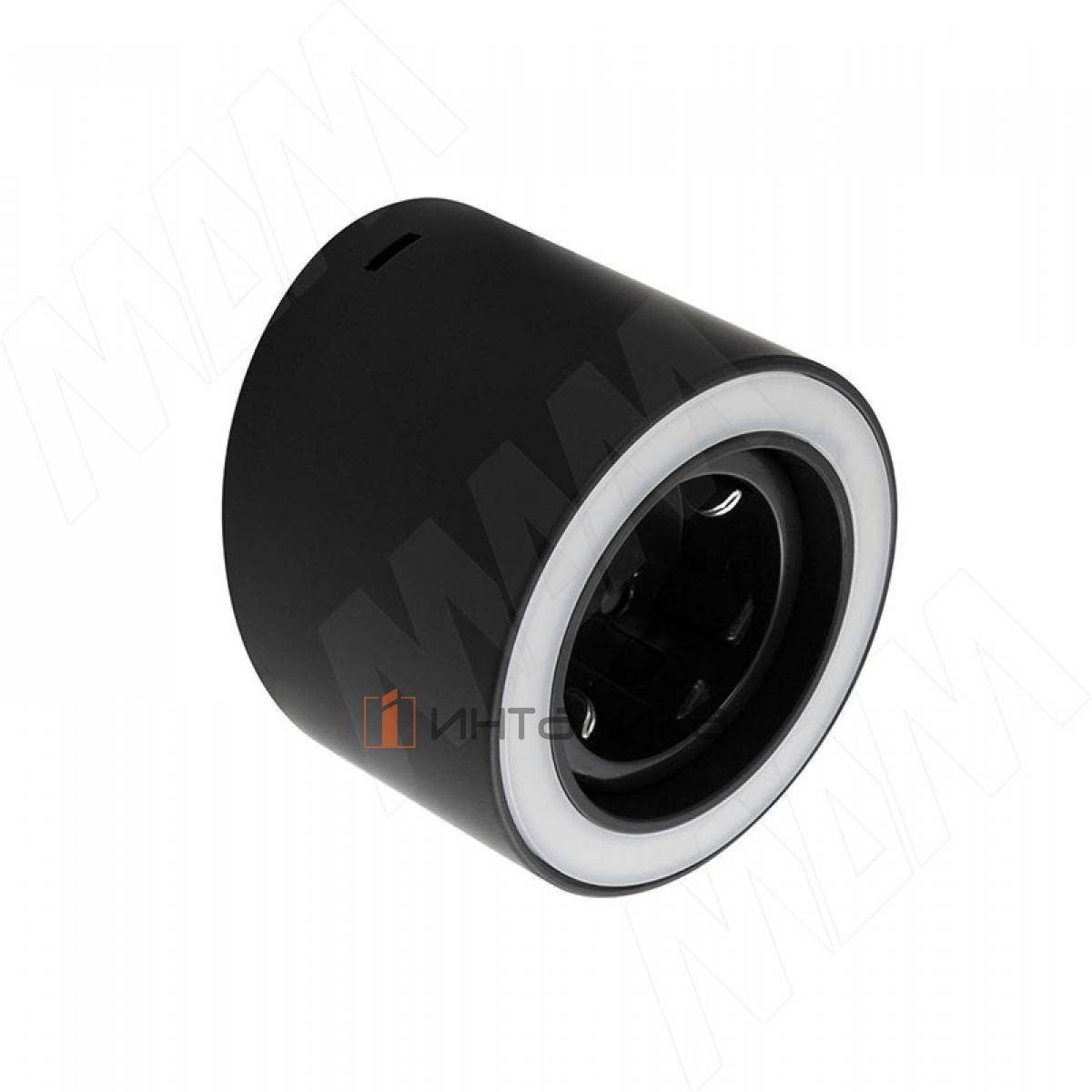 TONDY Светильник круглый, 1 розетка, черный, 24V, теплый и нейтральный белый 2700-4000К, 4,5W (TD24-RSOC-BLNWW5)