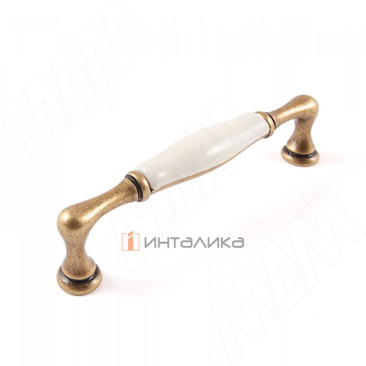 Ручка-скоба 128мм бронза состаренная/керамика молочная (WMN.M64.01.00.D1G)