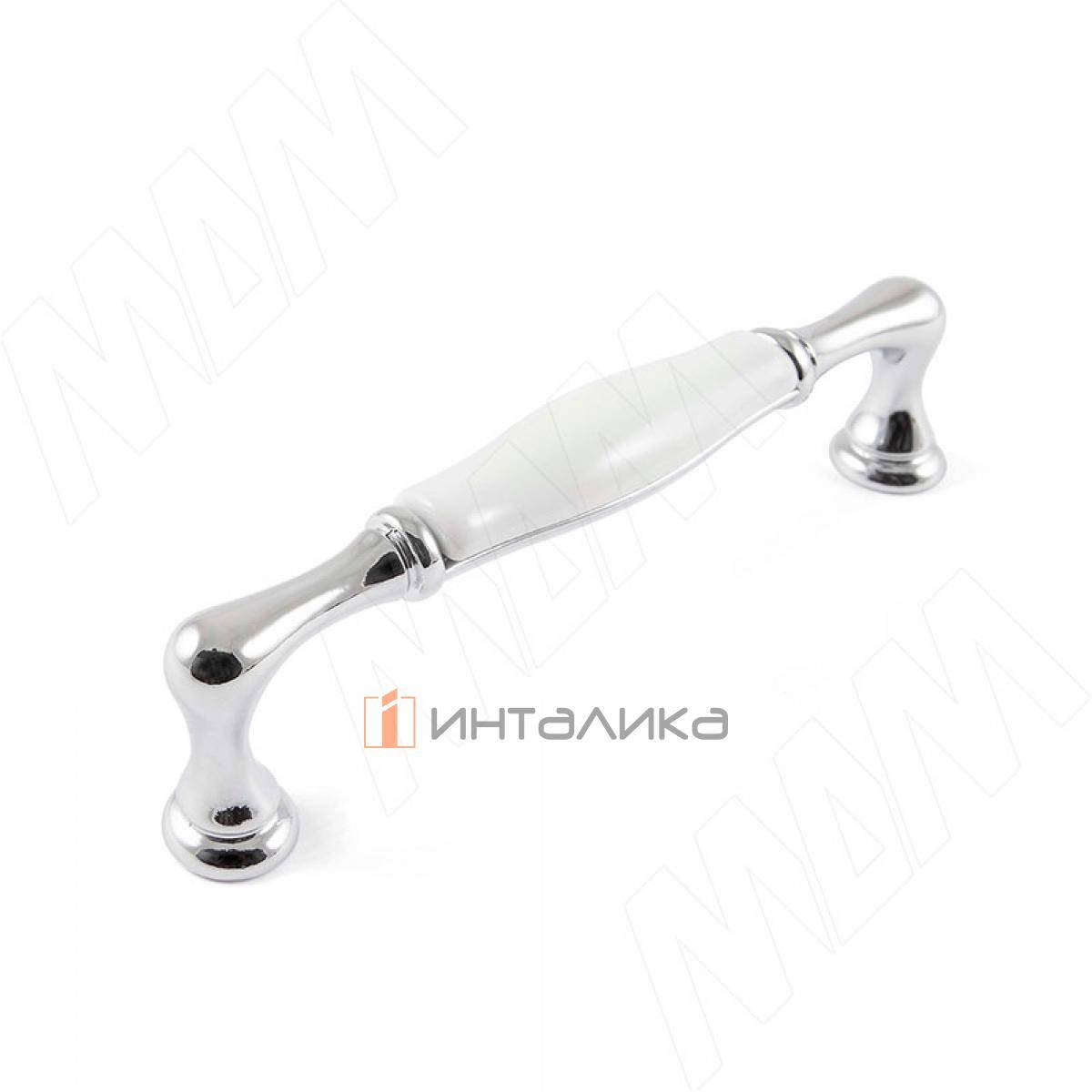 Ручка-скоба 128мм хром/керамика белая (WMN.M64.00.00.CLG)