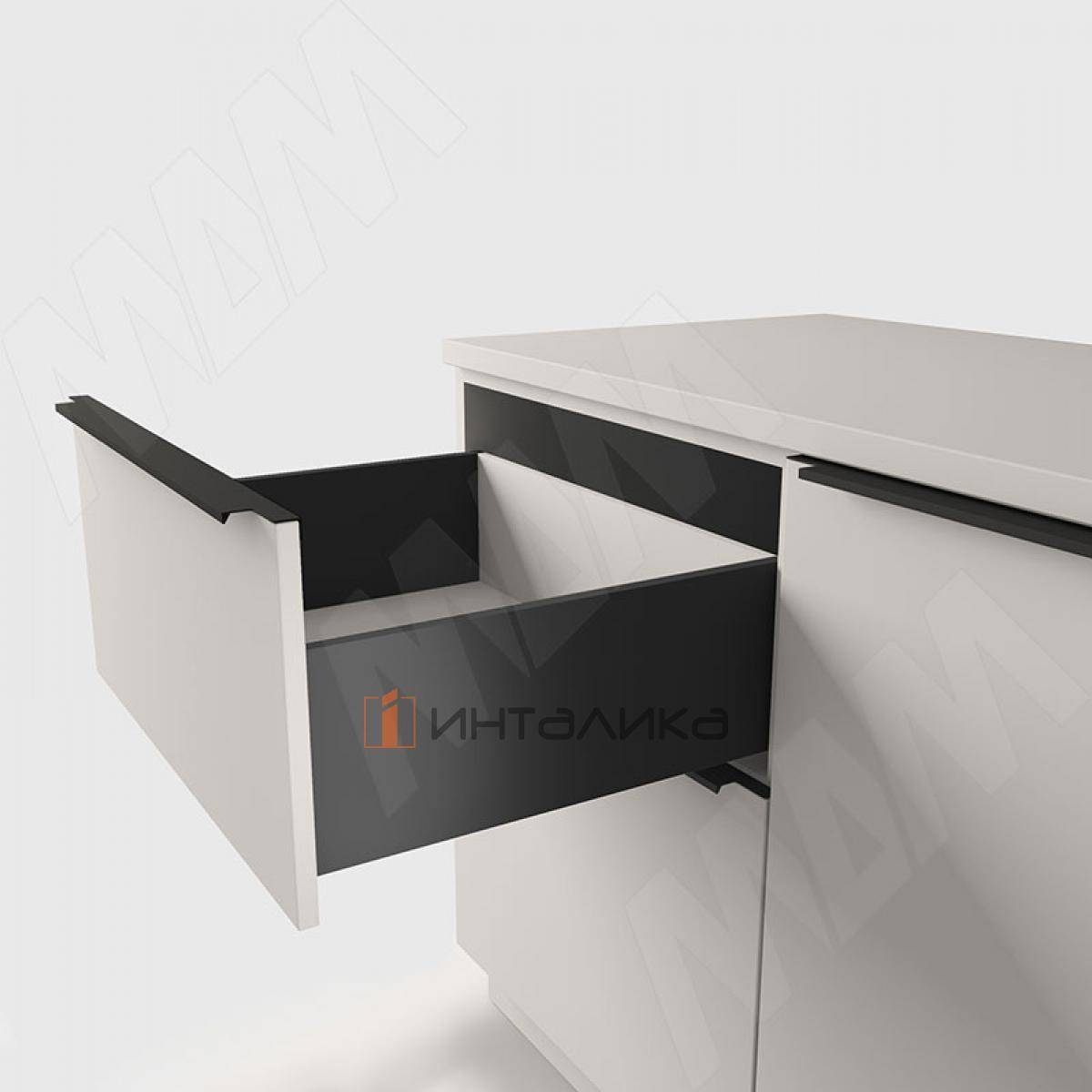 LS BOX комплект ящика 500 мм, цвет черный (боковины h173 мм с направляющими открывания от нажатия) (LT173500BL)