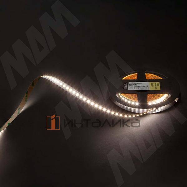 Люкс / Lux лента светодиодная 2835/140, 24V, 5 м, сверхъяркая, CRI 90, холодный белый 6000К, IP20, 20W/1м