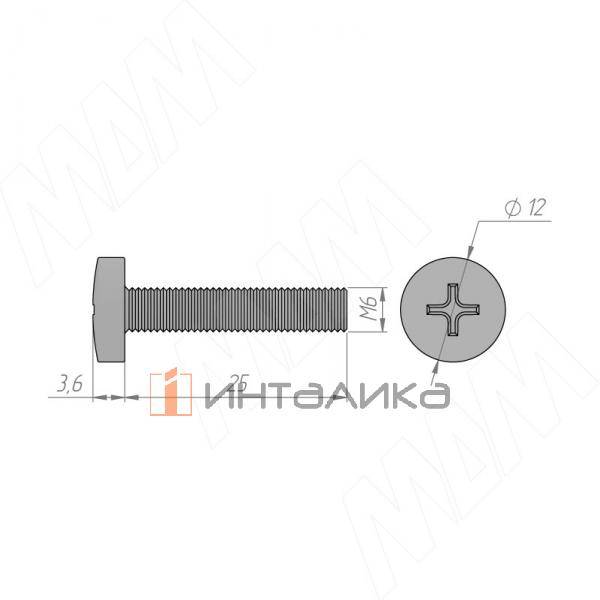 Винт с высокой полукруглой головкой под крест, M6 X 25
