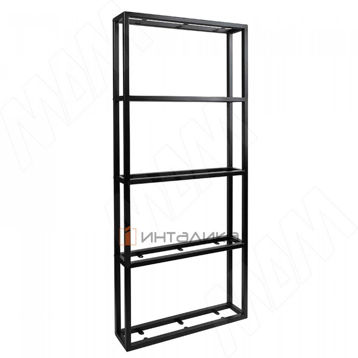Металлокаркас-стеллаж 570х1300х120мм на 5 полок, черный (RAL 9005, муар) (MF.11.570х1300х120.BLC)