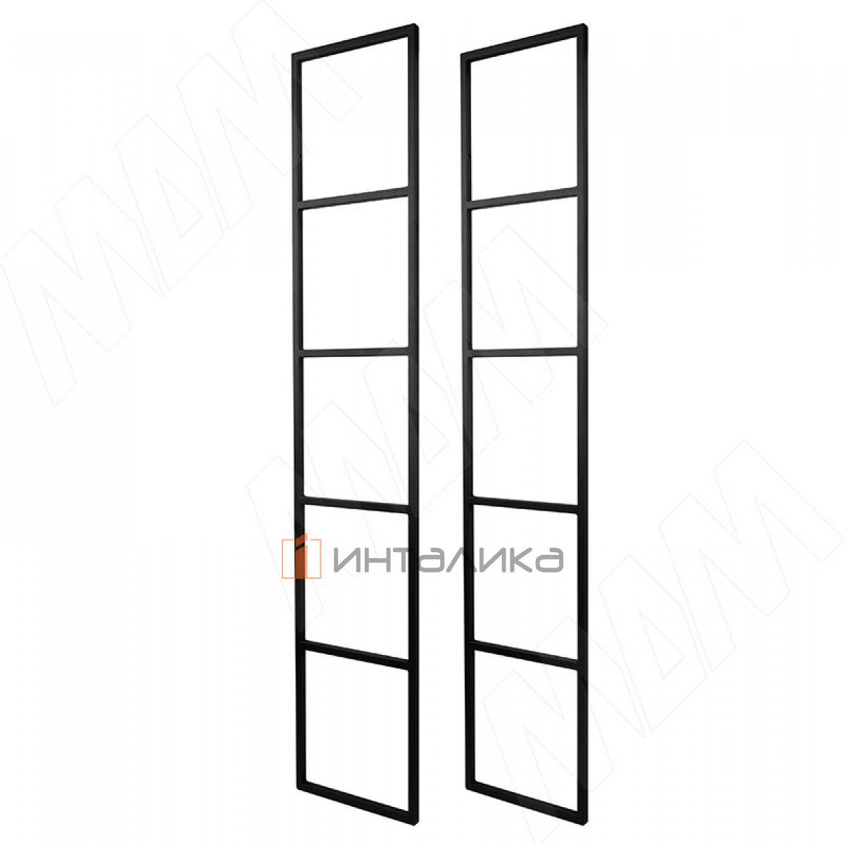 Металлокаркас-стеллаж напольный 1820x350мм черный (RAL 9005, муар), две рамки (MF.02.1820x350.BLC)