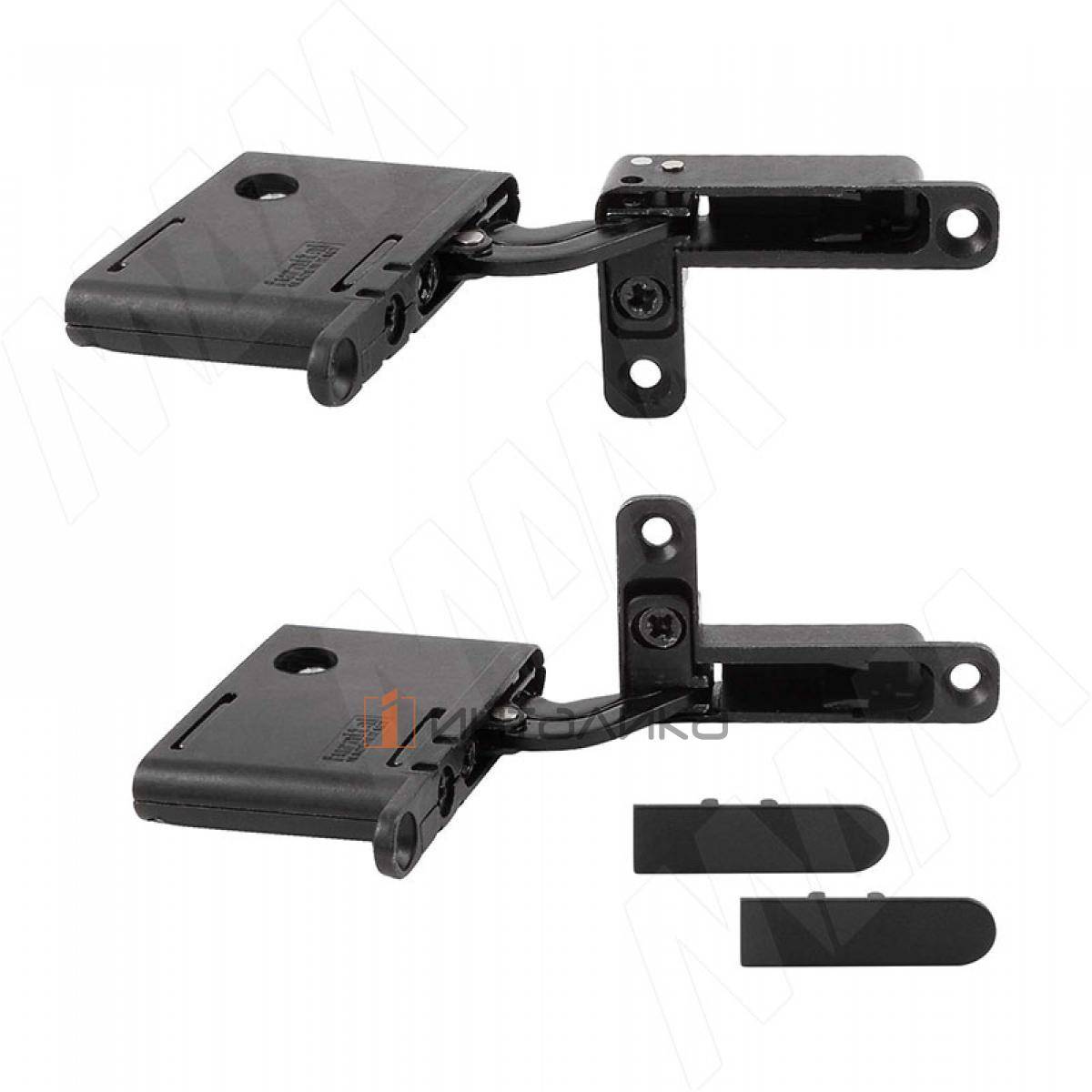 SECRET комплект скрытых петель (90/105) с плавным закрыванием на один фасад, черный матовый (HH14801)