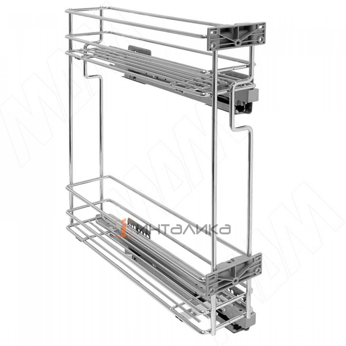 ROUND Двухуровневая корзина 200 мм (бутылочница), бок. крепл. прав., направляющие Nova Pro (ELQGMSL202DXC)