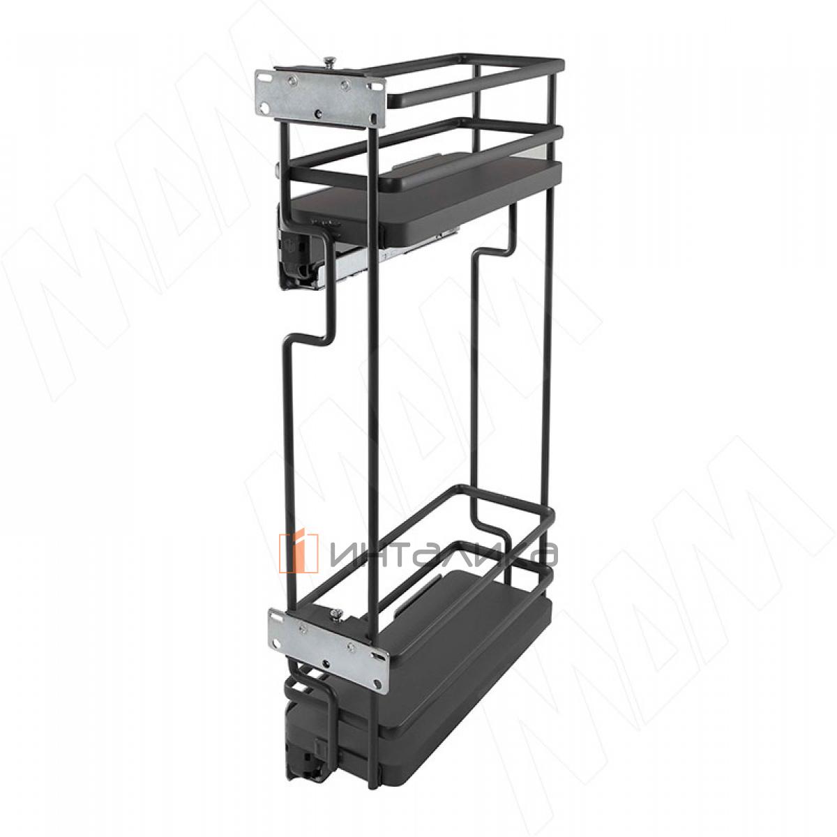 GALAXY Двухуровневая корзина в верхн. яр. 150 мм (бутылочница), бок. крепл. лев., направл. плавн. закр. Nova Pro, графит (EPQGM152SXPRPOMASVGF)