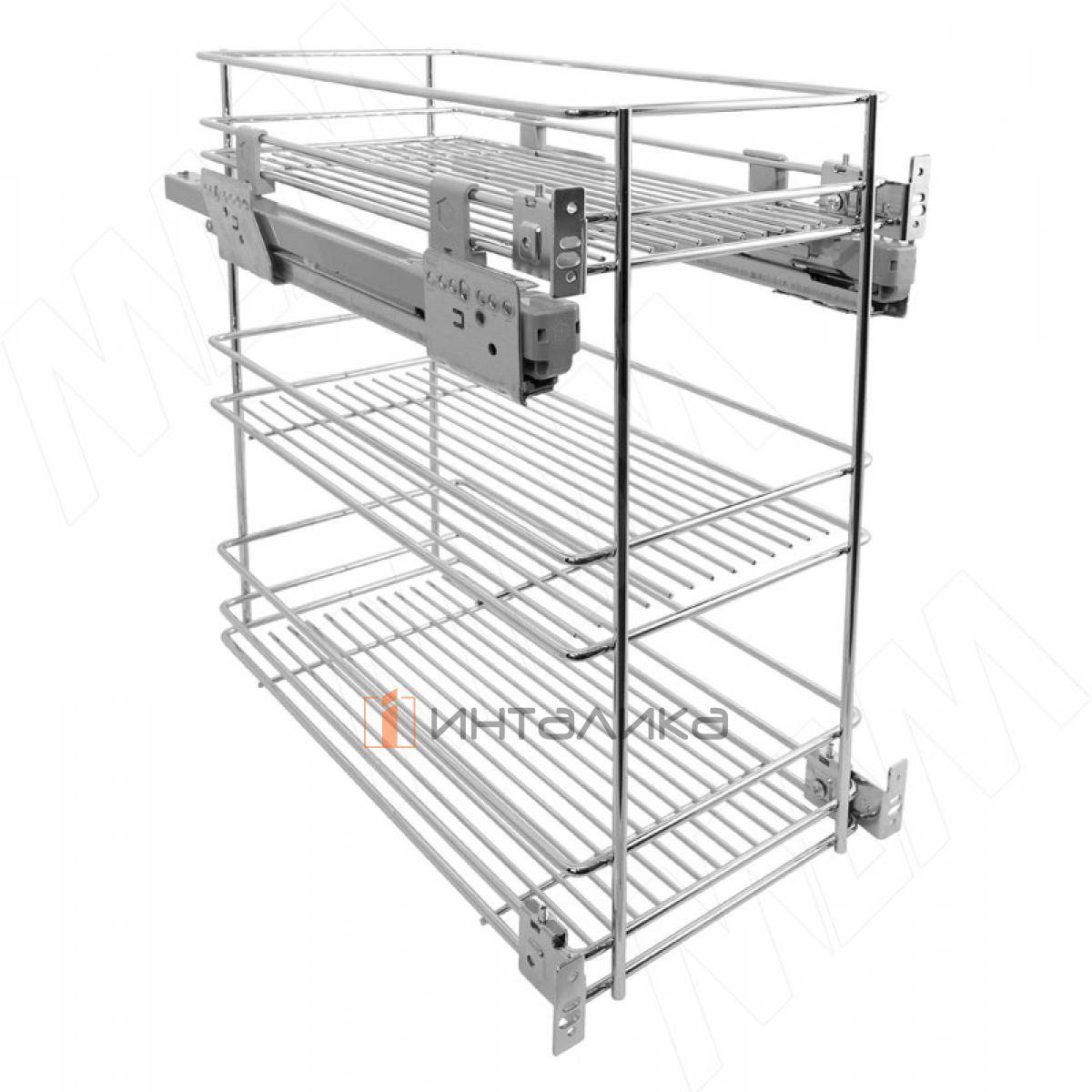 ROUND Трехуровневая корзина, 300 мм, с боковым нижн. креплением, направляющие Nova Pro (EGTGMSL30B3C)