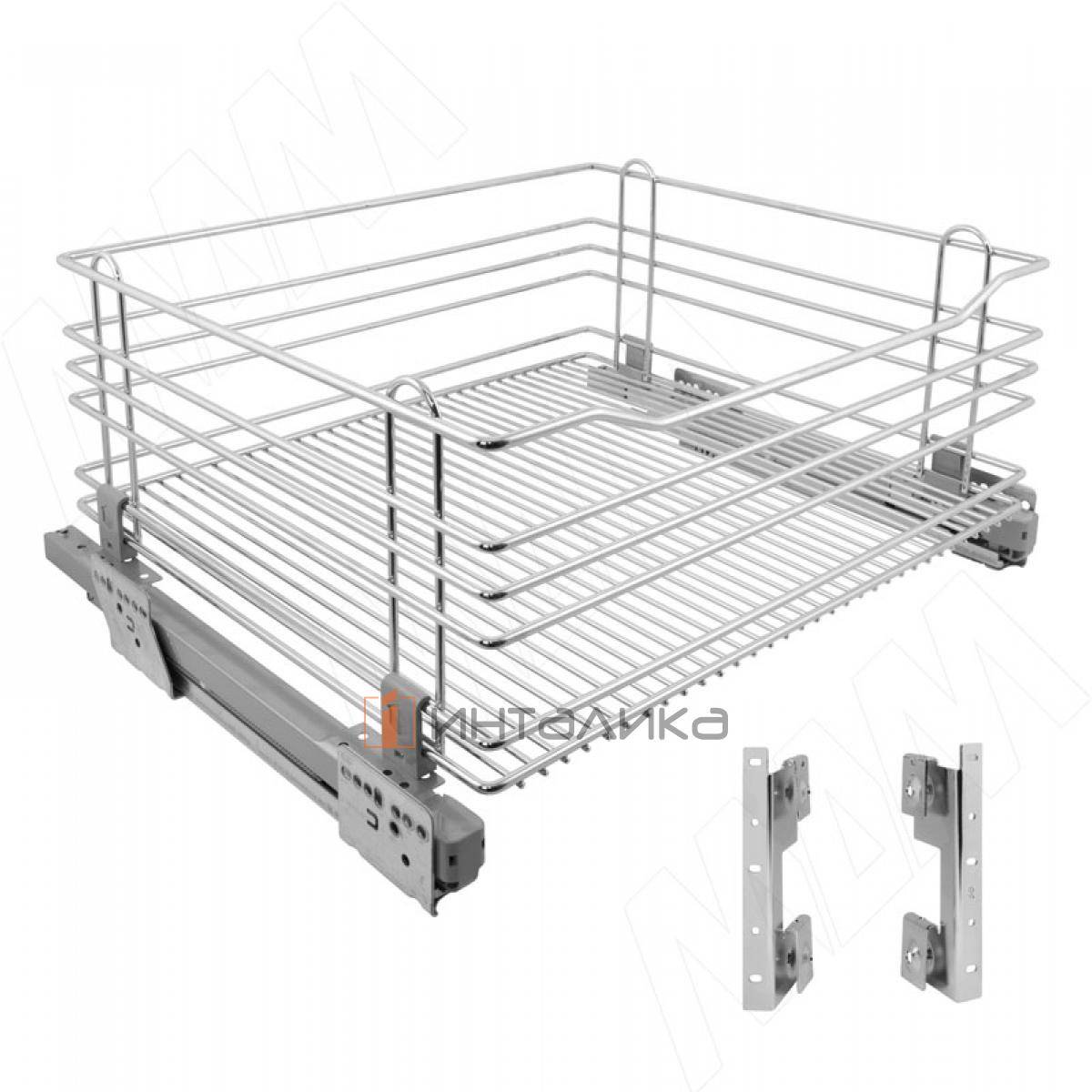 ROUND Корзина 600 мм, H 240 мм, с боковым креплением, креп. фасадов, направляющие Nova Pro (CCATGMSL260PACSI)