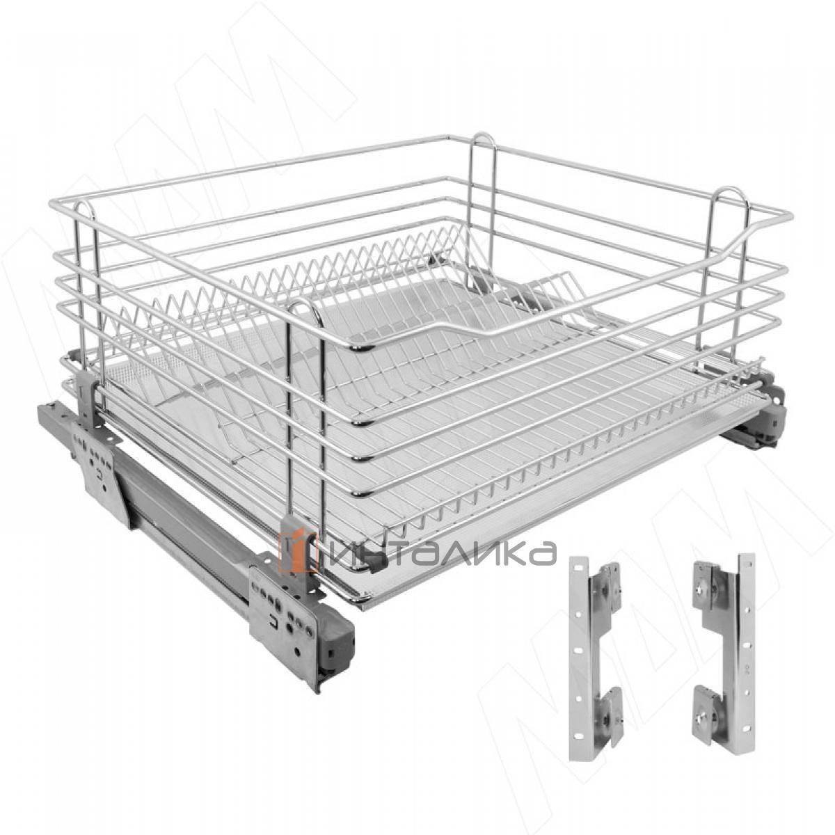 ROUND Корзина-посудосушитель 600 мм, с алюм. поддоном., креплением фасадов, направляющие Nova Pro (KCCPTGMSL260PACSI)