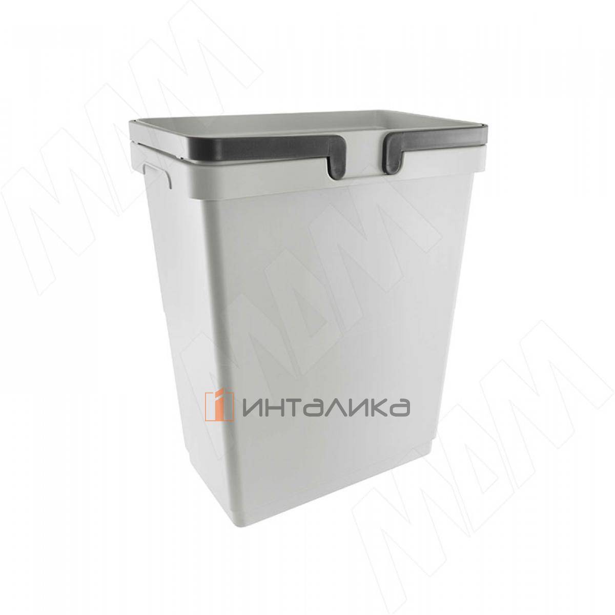 Ведро квадратное с ручками, пластик, объем 30л, размер L, H=460мм, цвет серый (LA30G)