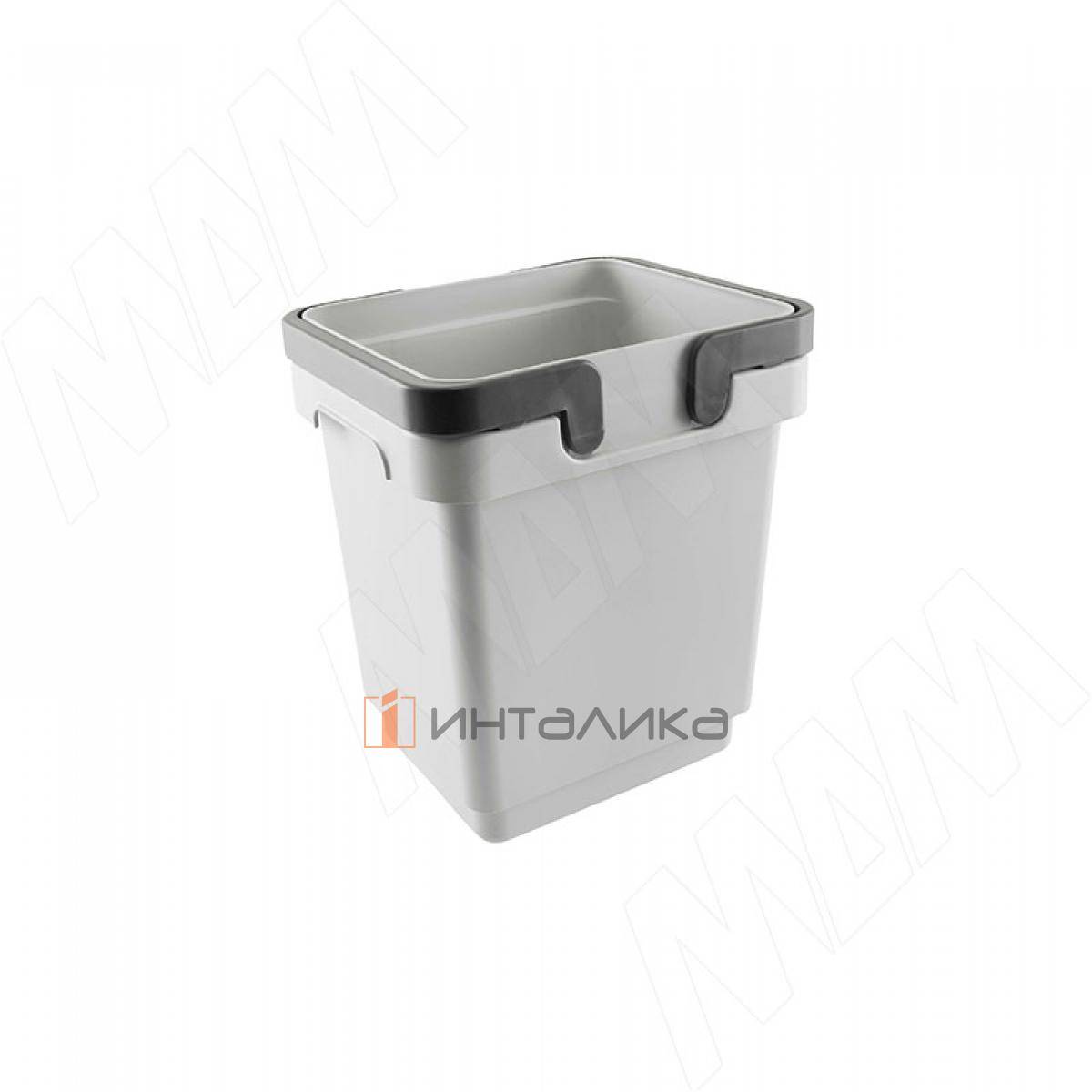 Ведро квадратное с ручками, пластик, объем 7л, размер S, H=260мм, цвет серый (SM07G)