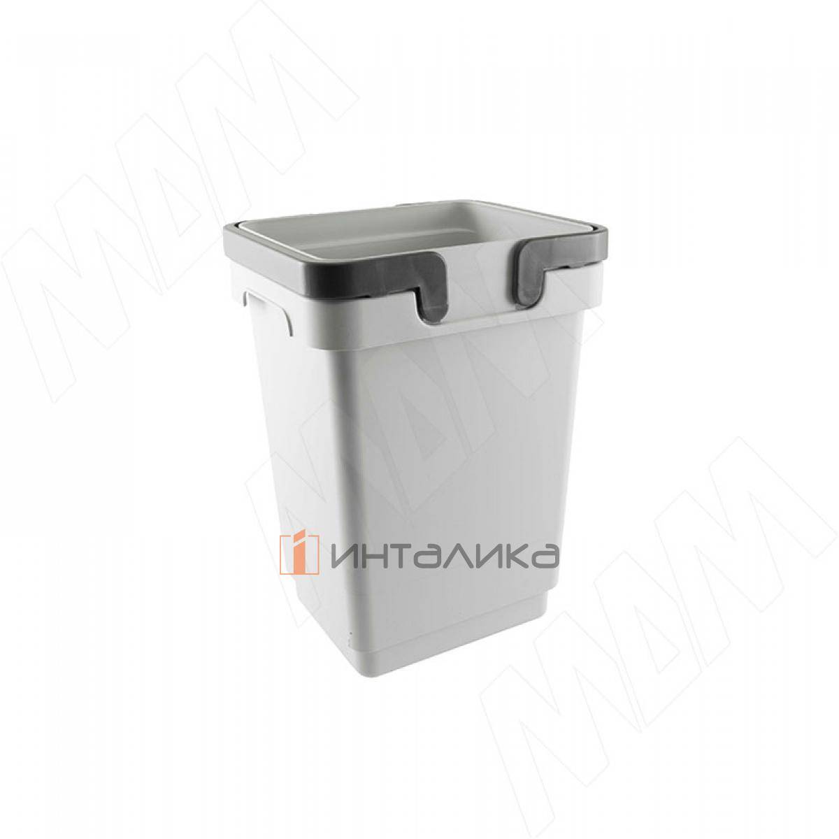 Ведро квадратное с ручками, пластик, объем 9л, размер S, H=310мм, цвет серый (SM09G)